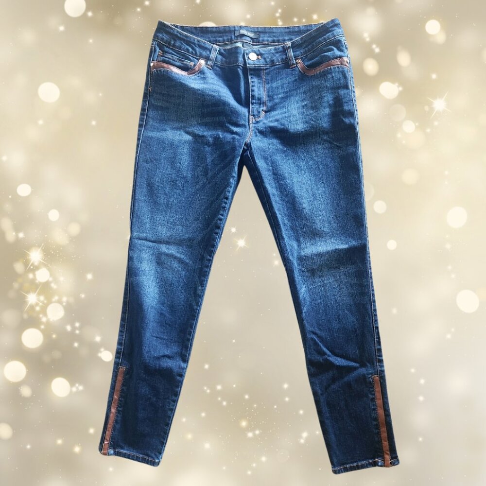 WHBM Skimmer Jeans with Faux Leather Trim